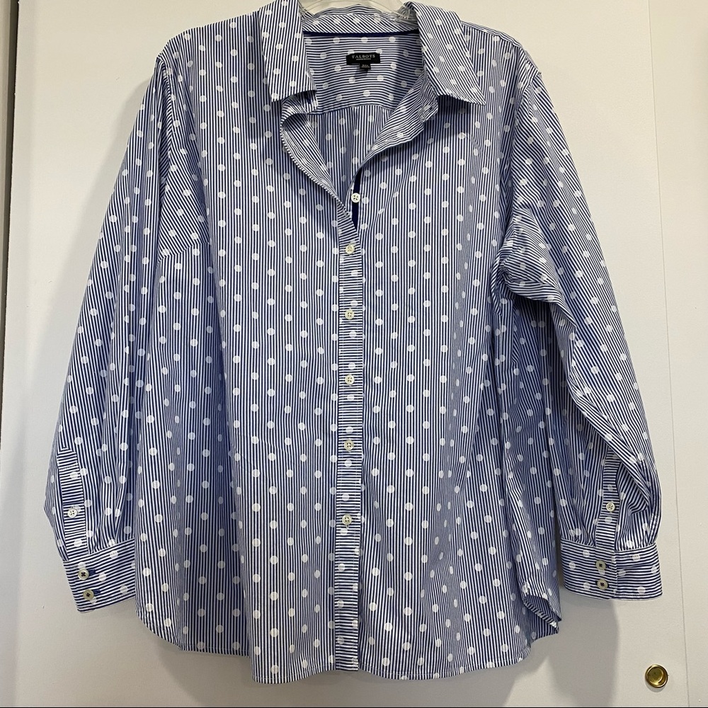 Talbots Plus Size Petites Button Down Blouse Stri… - image 6